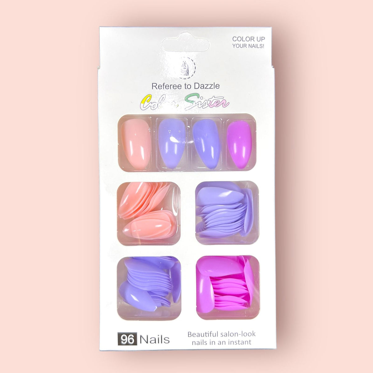 Box of 96 False Nails, Multi Color
