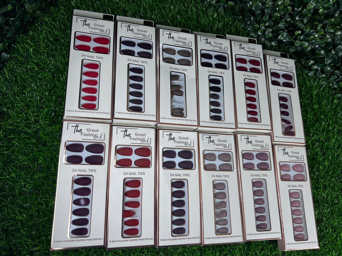 Box of 24 TGF False Nails with Glue Stickers