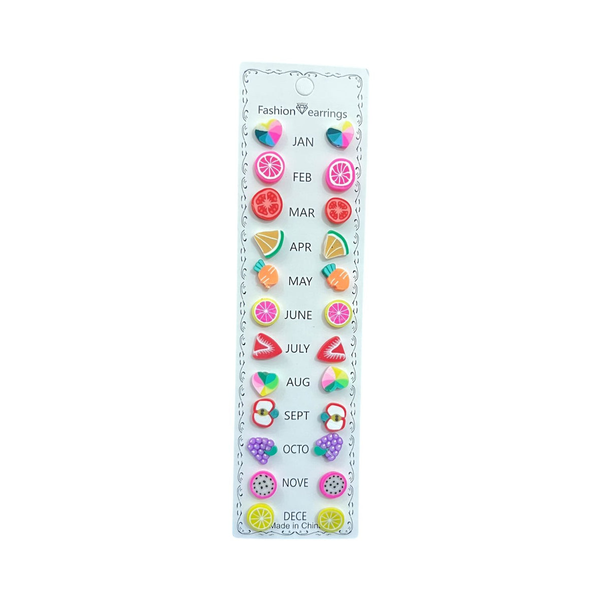 12 Pairs Cute Fruit Earrings Set for Kids – Wholesale Colorful Studs
