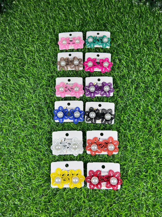 Floral pearl earrings studs