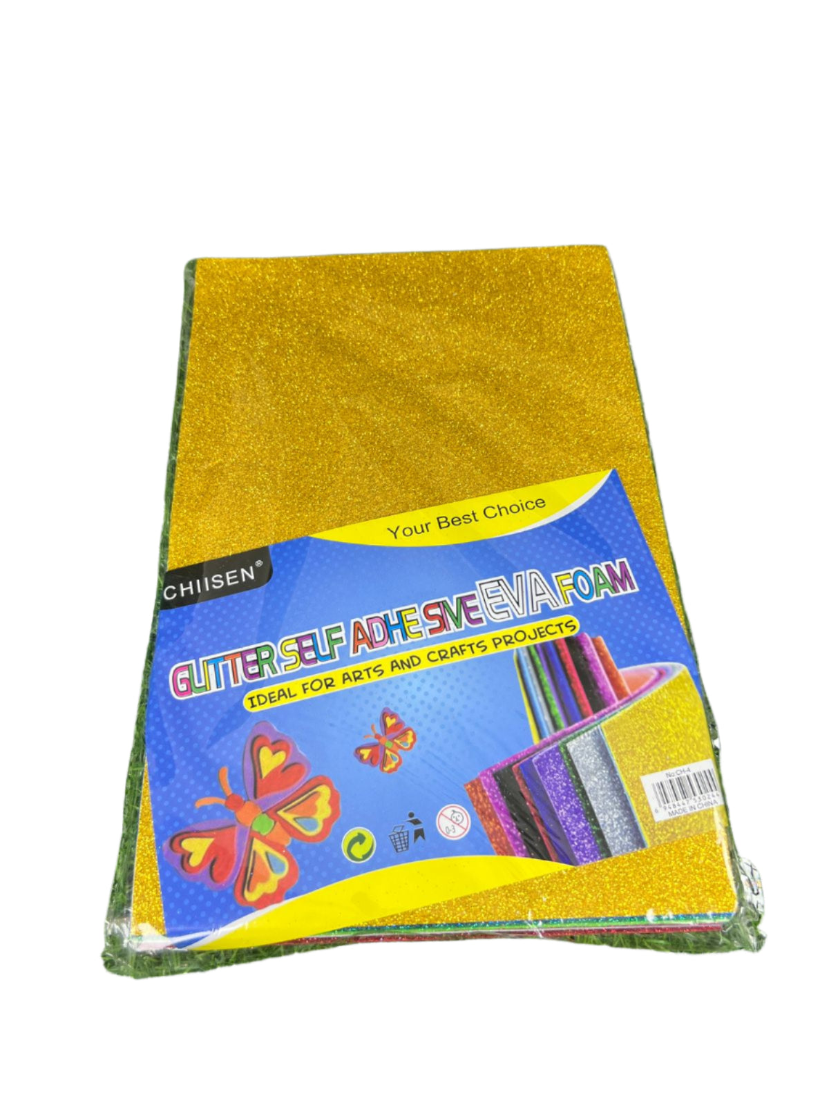 Pack of 10 Glitter Foam Stickers for Art and Craft Projects