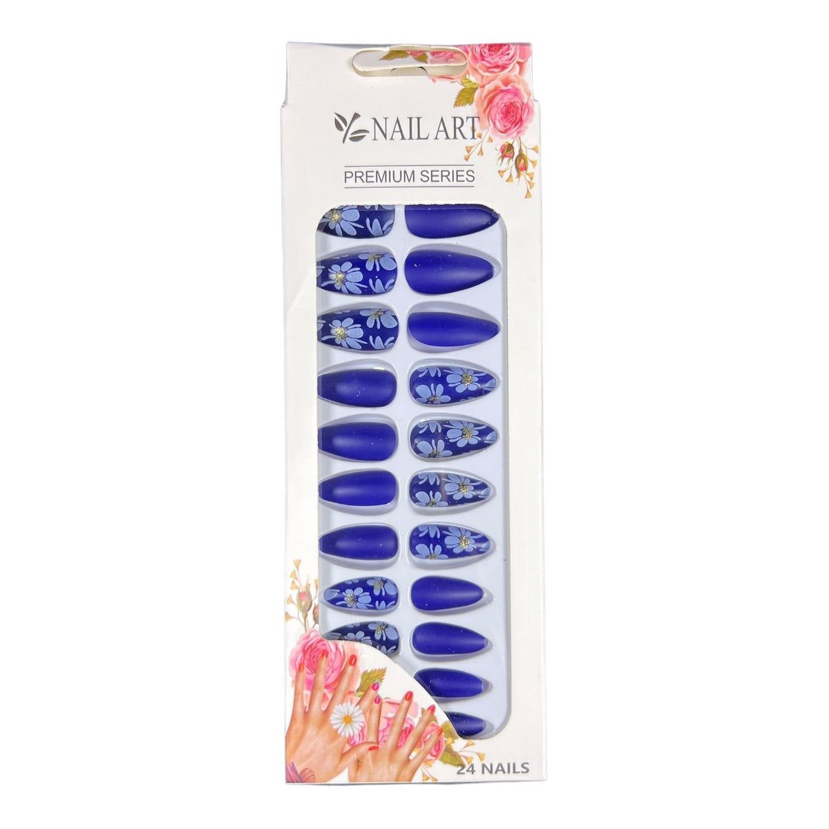 Box of 24 Matt False Nails with Glue Stickers
