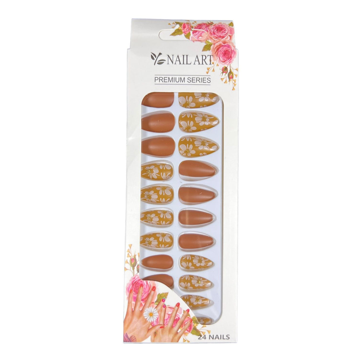 Box of 24 Matt False Nails with Glue Stickers