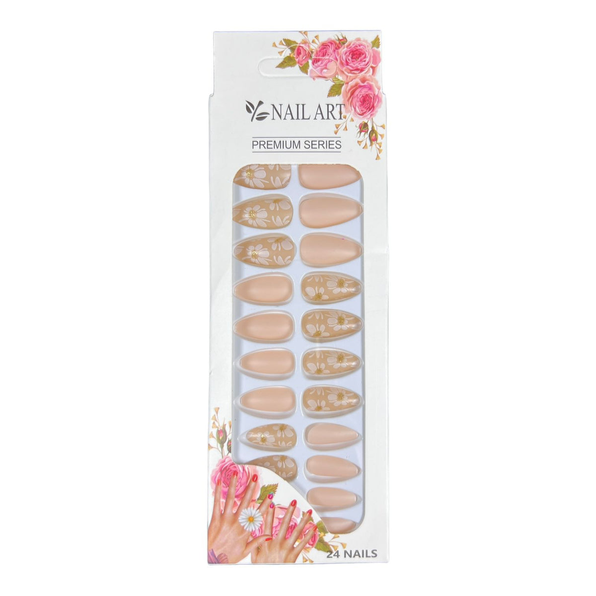 Box of 24 Matt False Nails with Glue Stickers