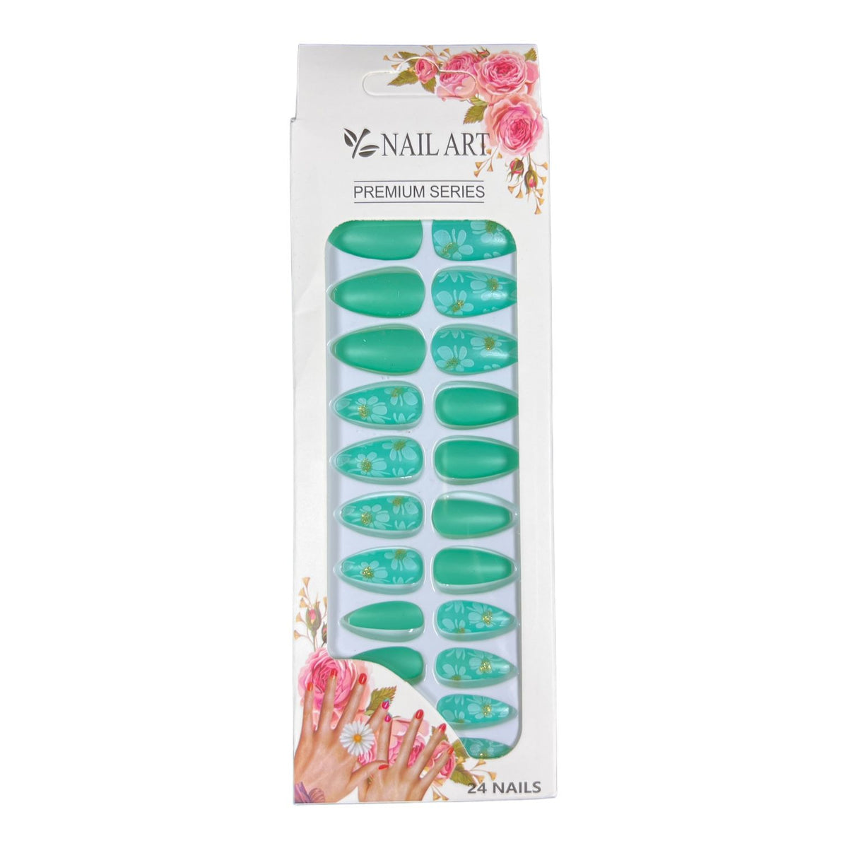 Box of 24 Matt False Nails with Glue Stickers
