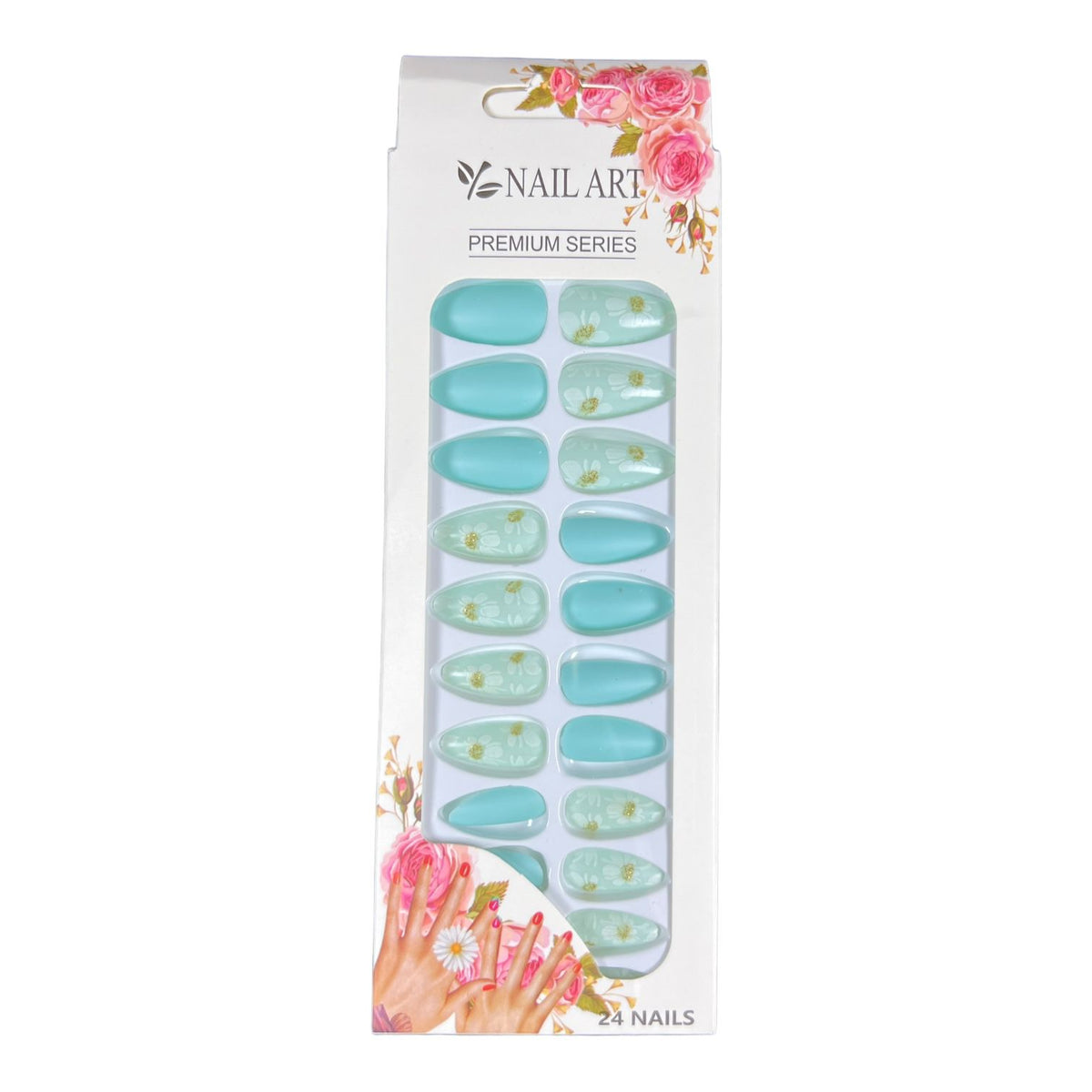 Box of 24 Matt False Nails with Glue Stickers