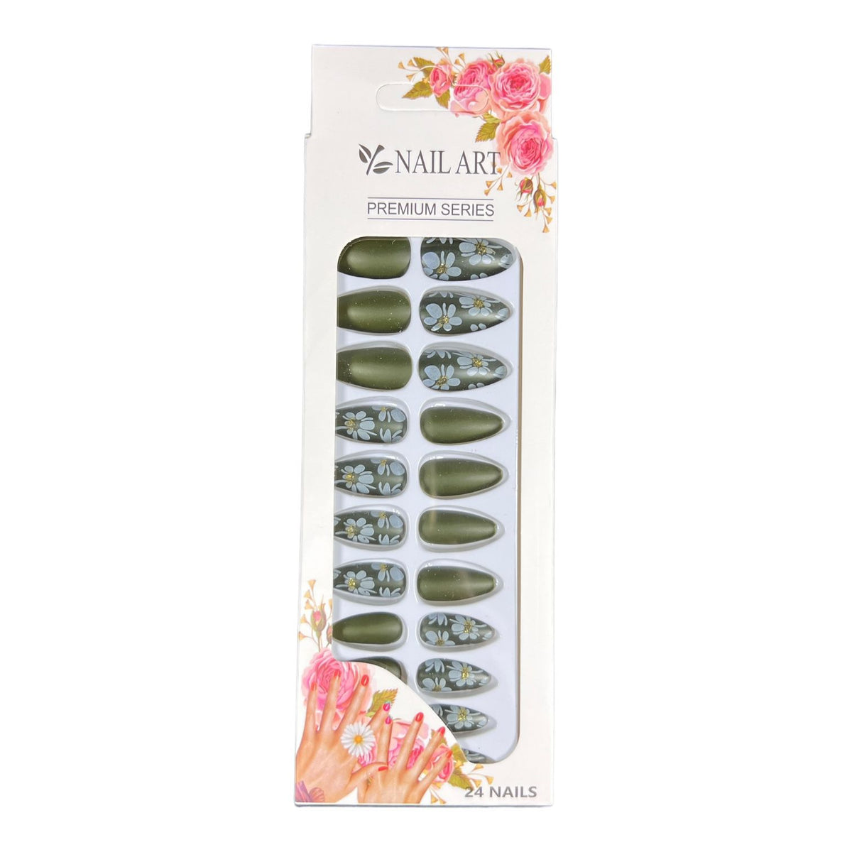 Box of 24 Matt False Nails with Glue Stickers