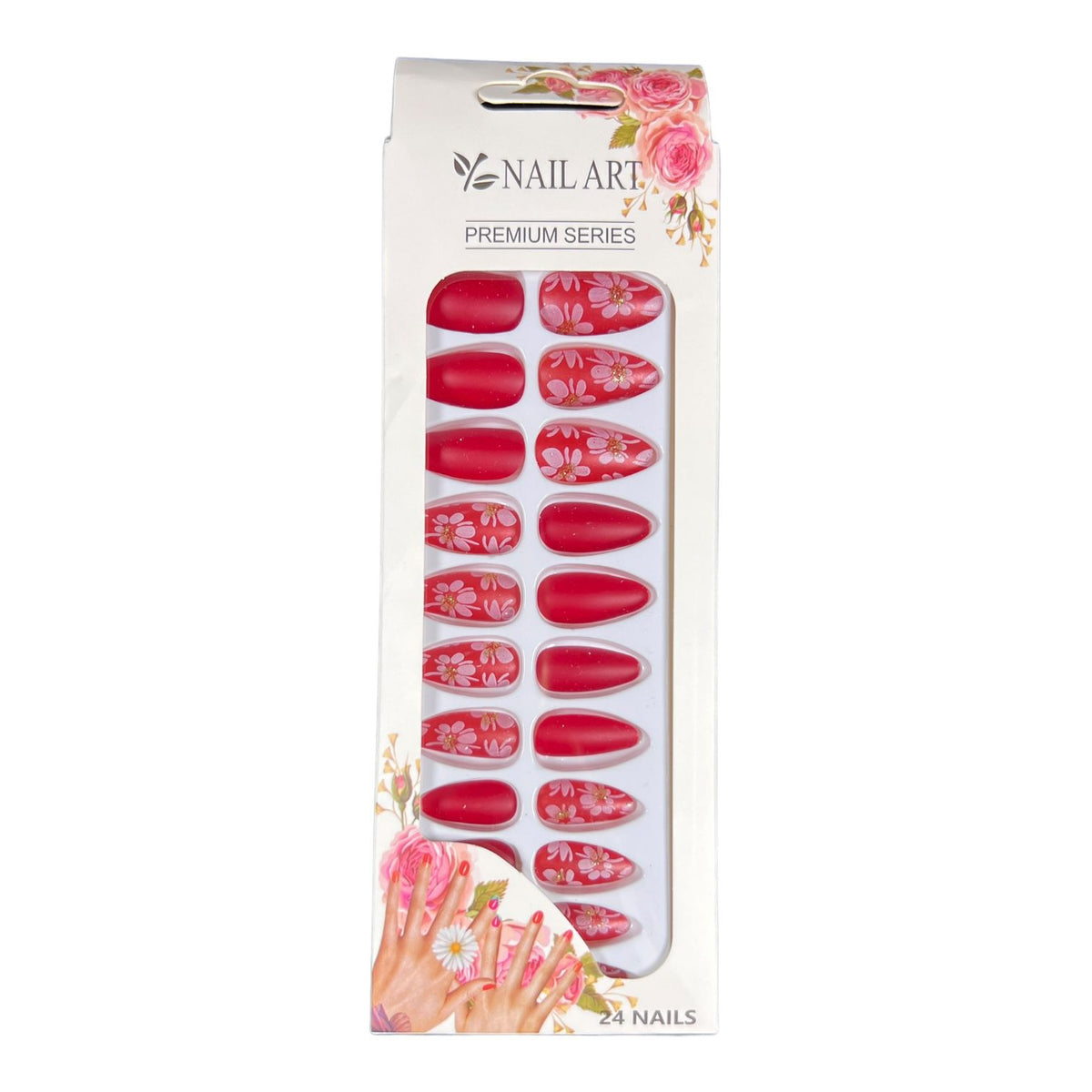 Box of 24 Matt False Nails with Glue Stickers
