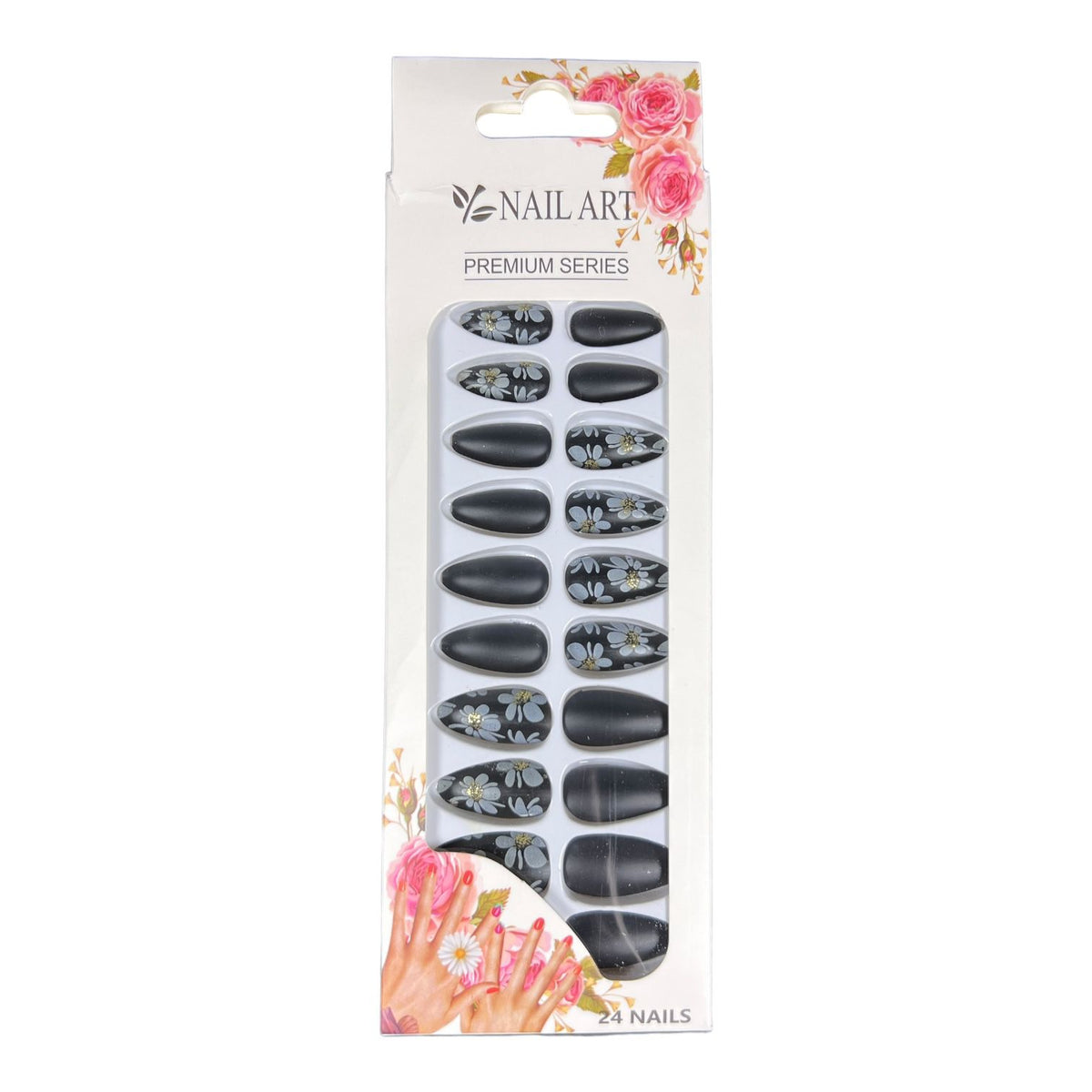 Box of 24 Matt False Nails with Glue Stickers