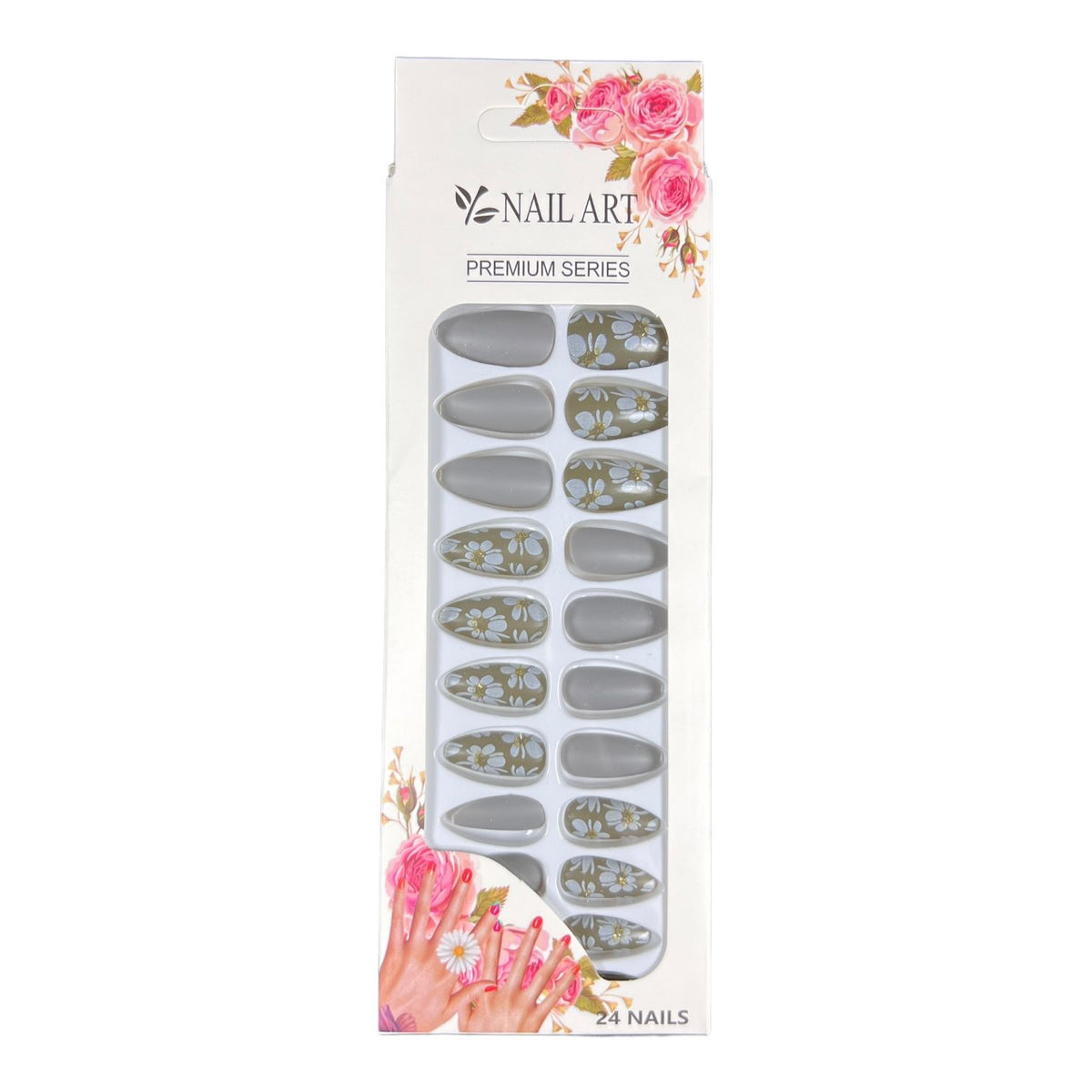 Box of 24 Matt False Nails with Glue Stickers