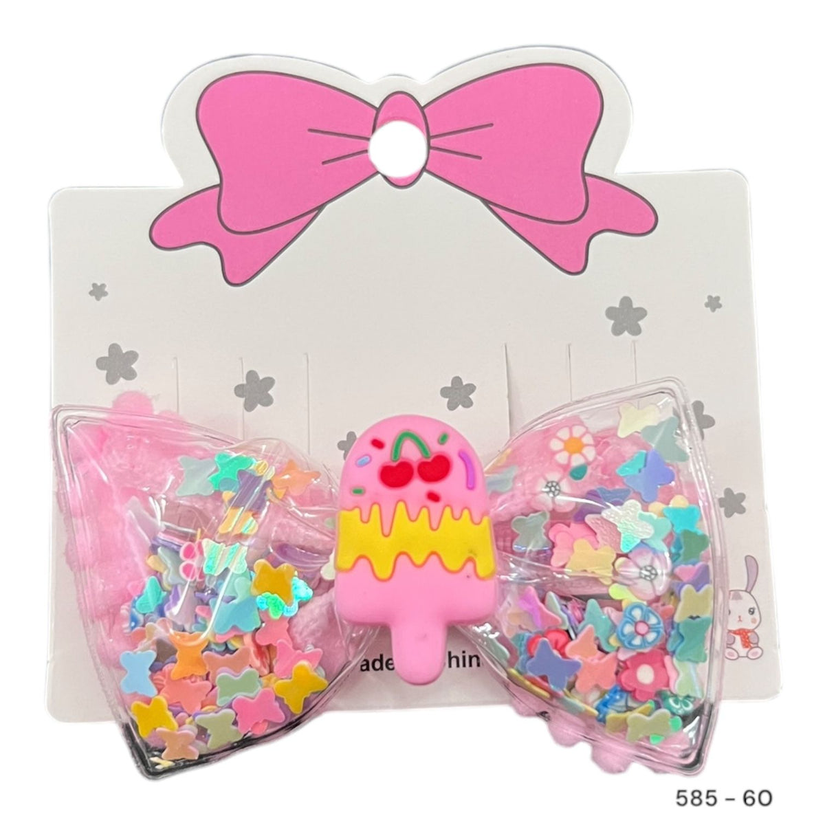 Imported glittery icecream bow alligator clip for girls