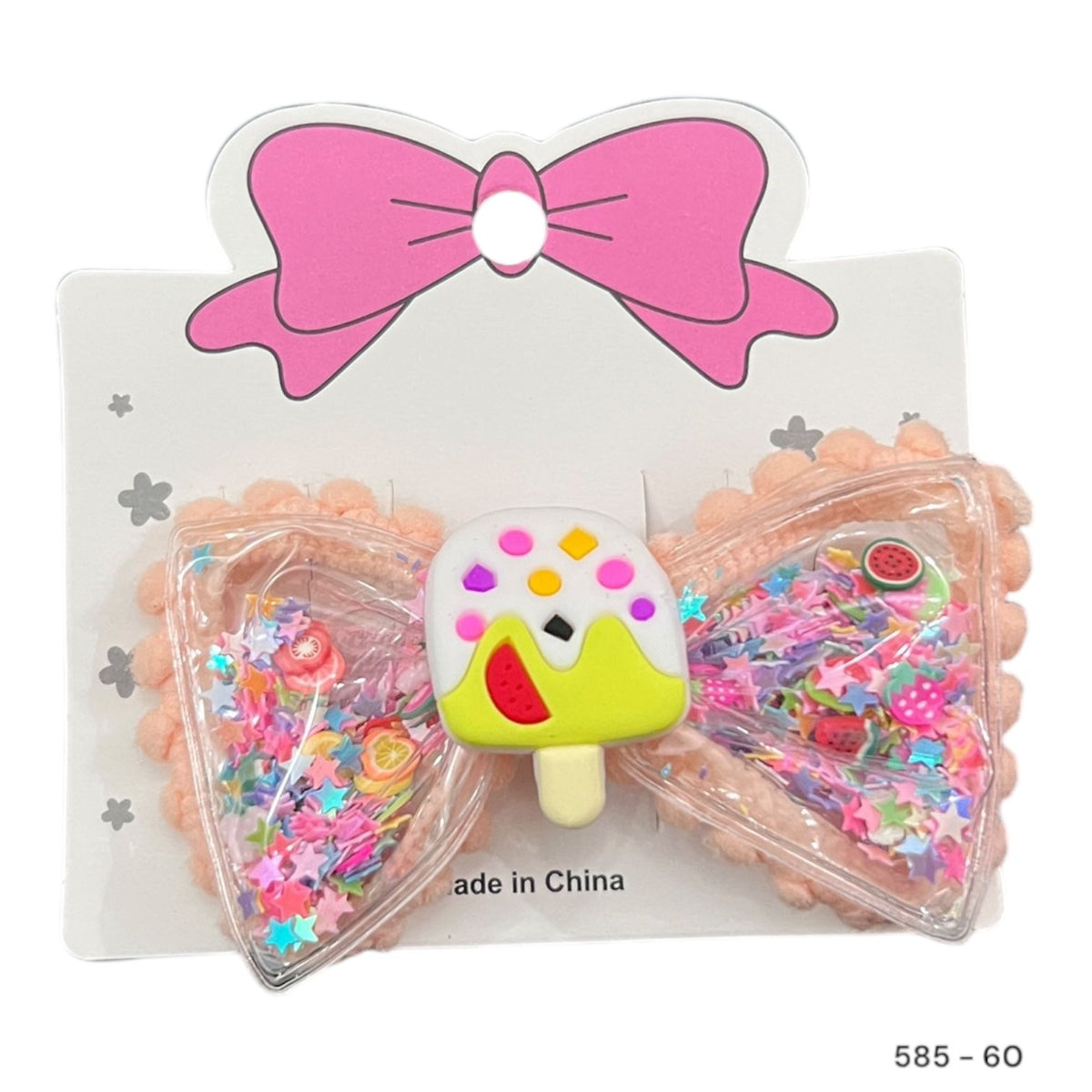 Imported glittery icecream bow alligator clip for girls