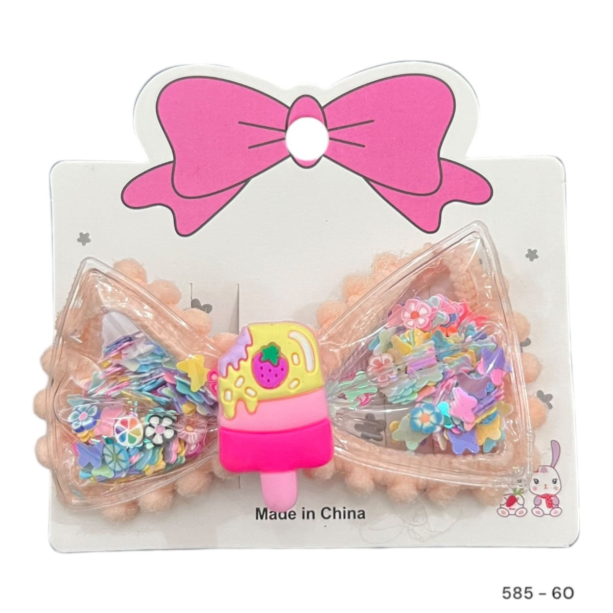 Imported glittery icecream bow alligator clip for girls