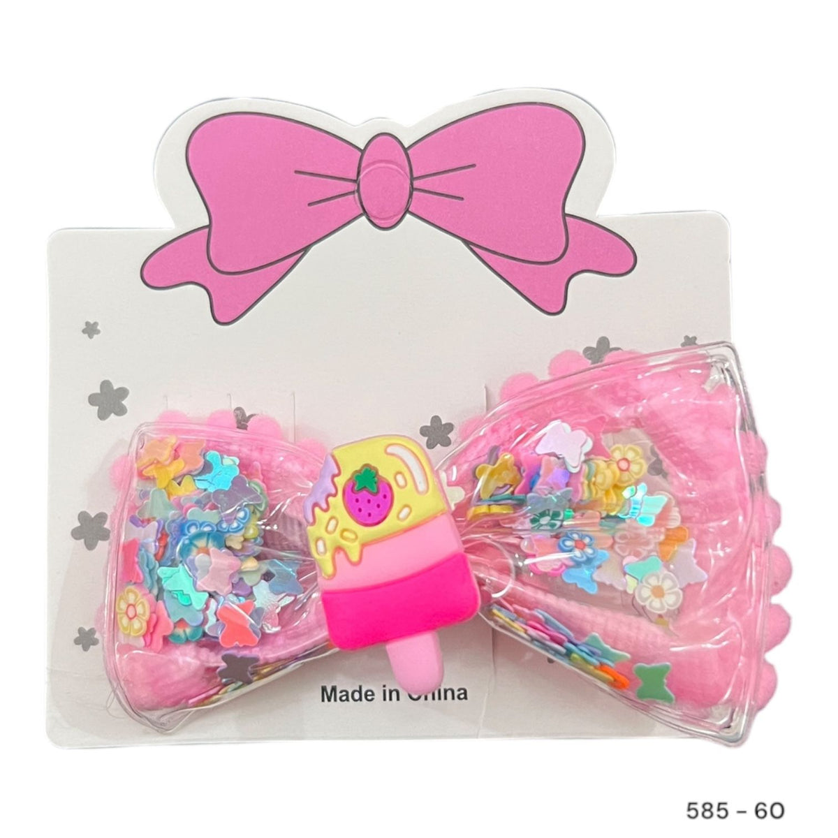 Imported glittery icecream bow alligator clip for girls