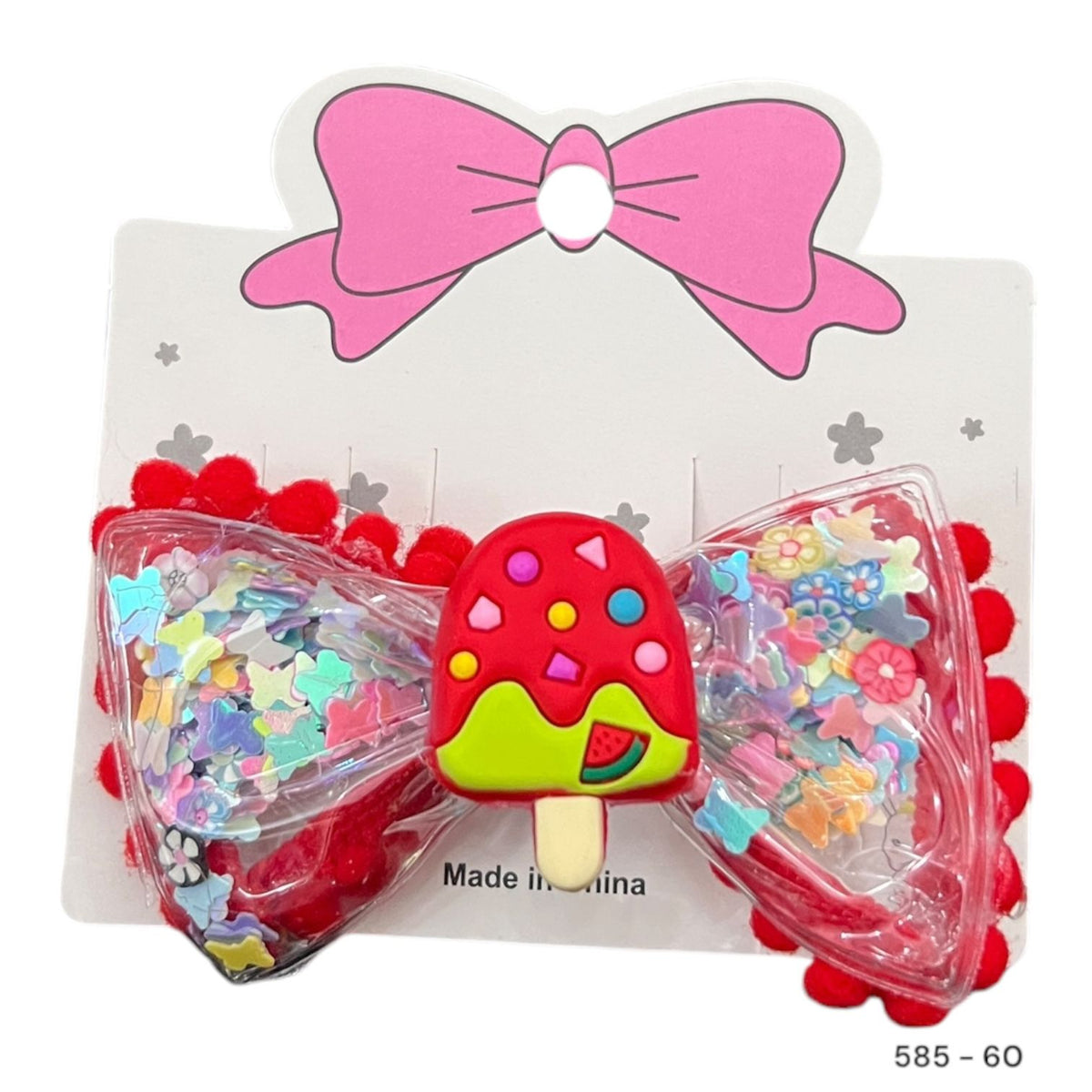 Imported glittery icecream bow alligator clip for girls