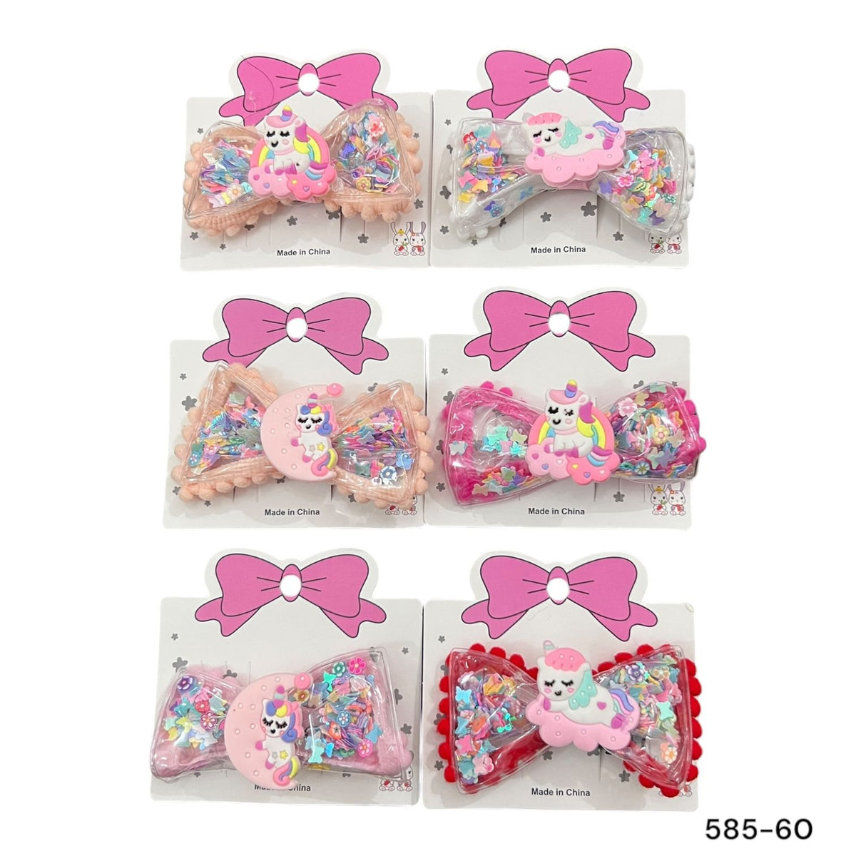 Imported glittery unicorn bow alligator clip for girls