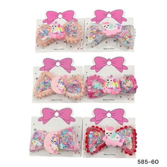 Imported glittery unicorn bow alligator clip for girls