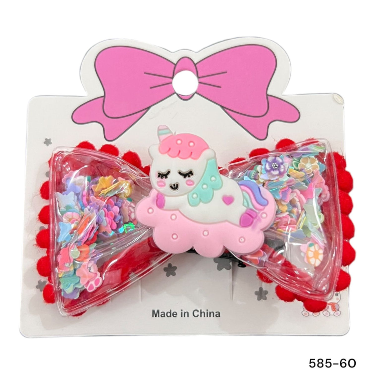 Imported glittery unicorn bow alligator clip for girls
