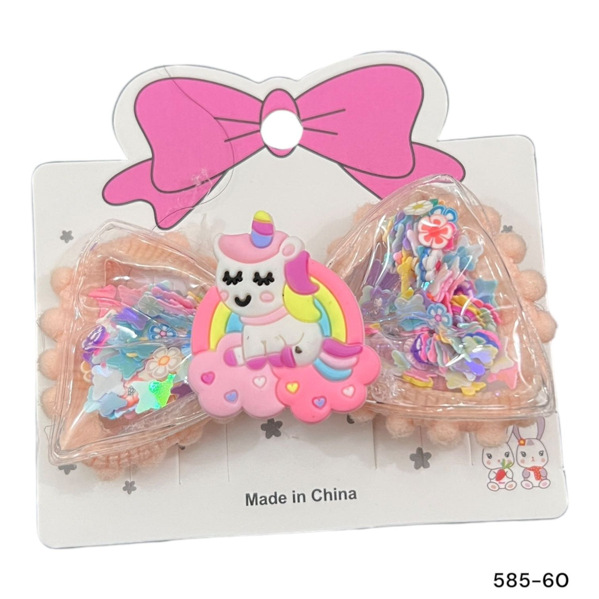 Imported glittery unicorn bow alligator clip for girls