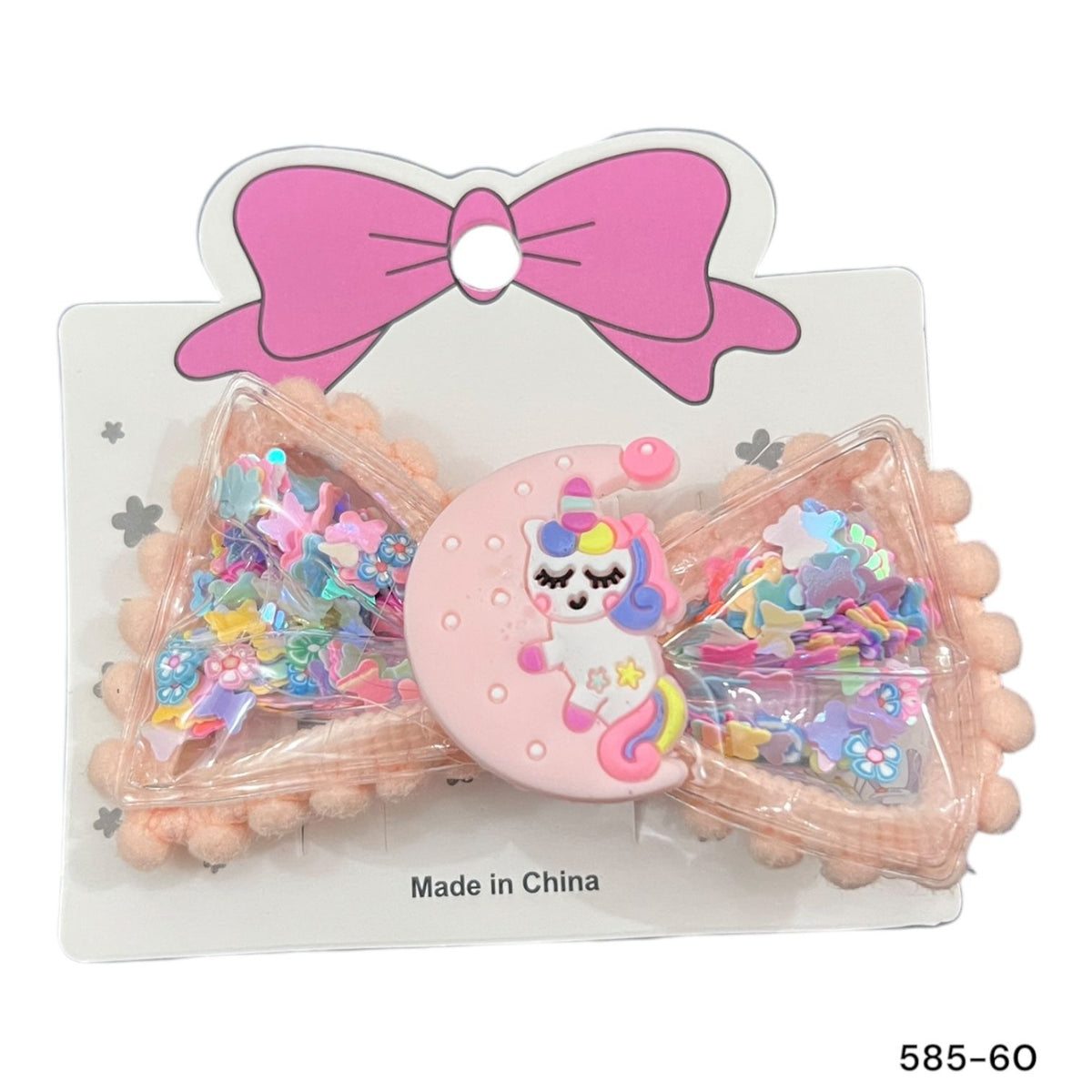 Imported glittery unicorn bow alligator clip for girls