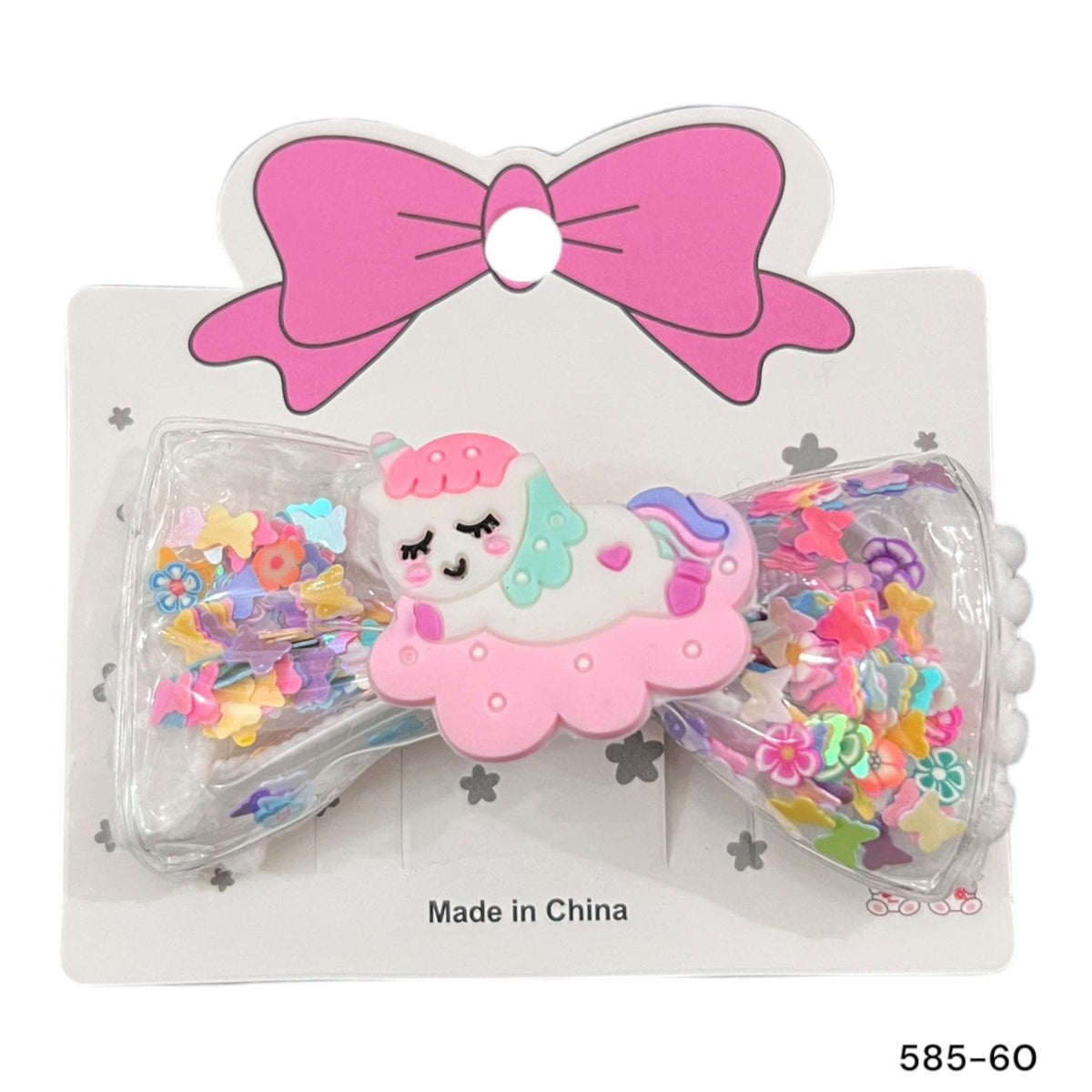 Imported glittery unicorn bow alligator clip for girls