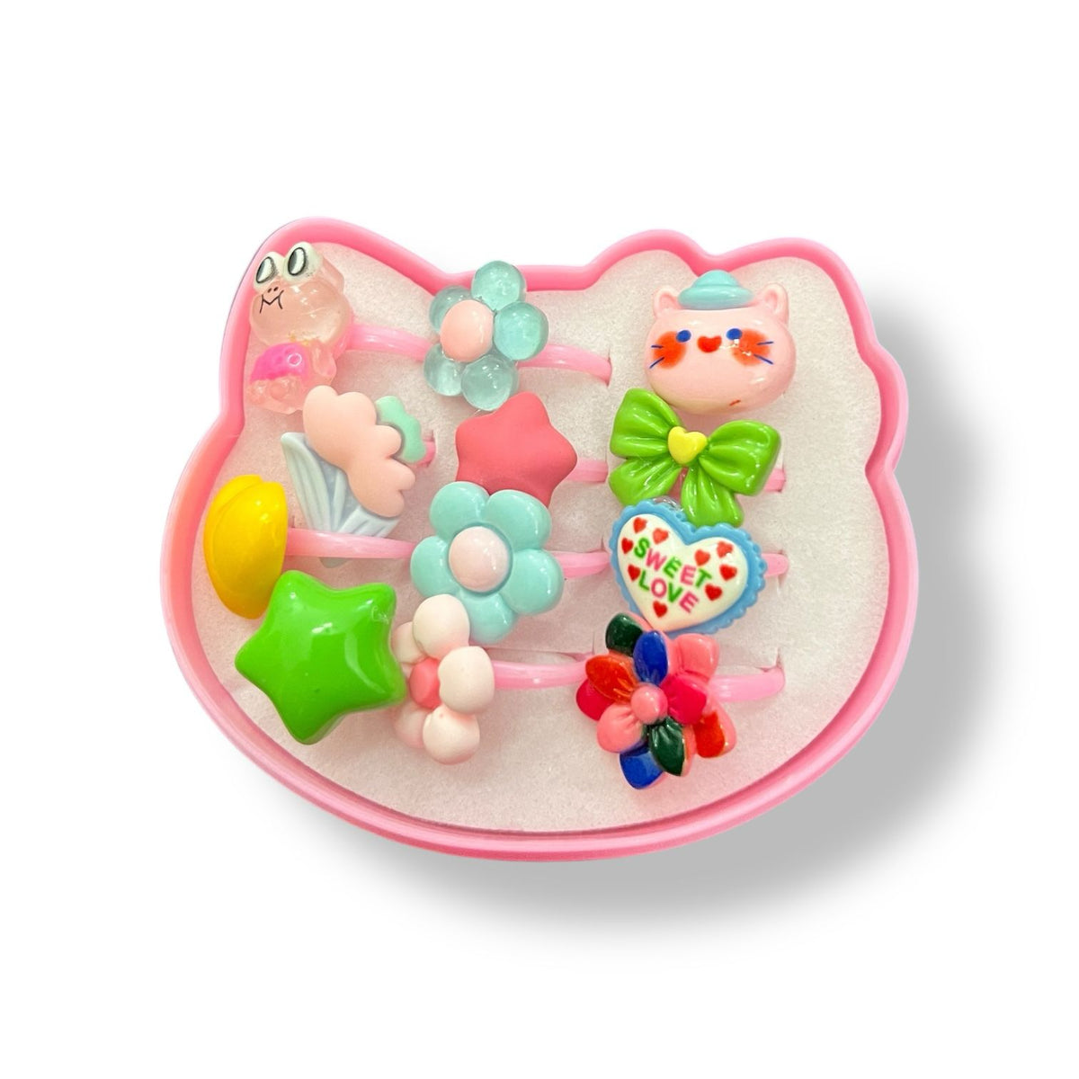Cute Baby Girl Rings Set – 12pcs Cartoon & Floral Designs