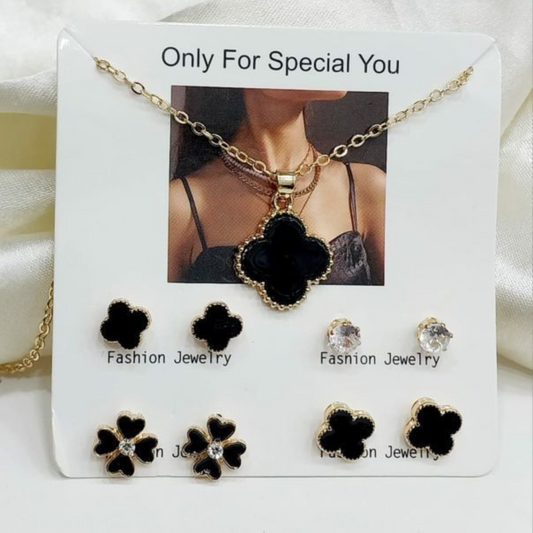 Elegant Clover Pendant & Earring Set