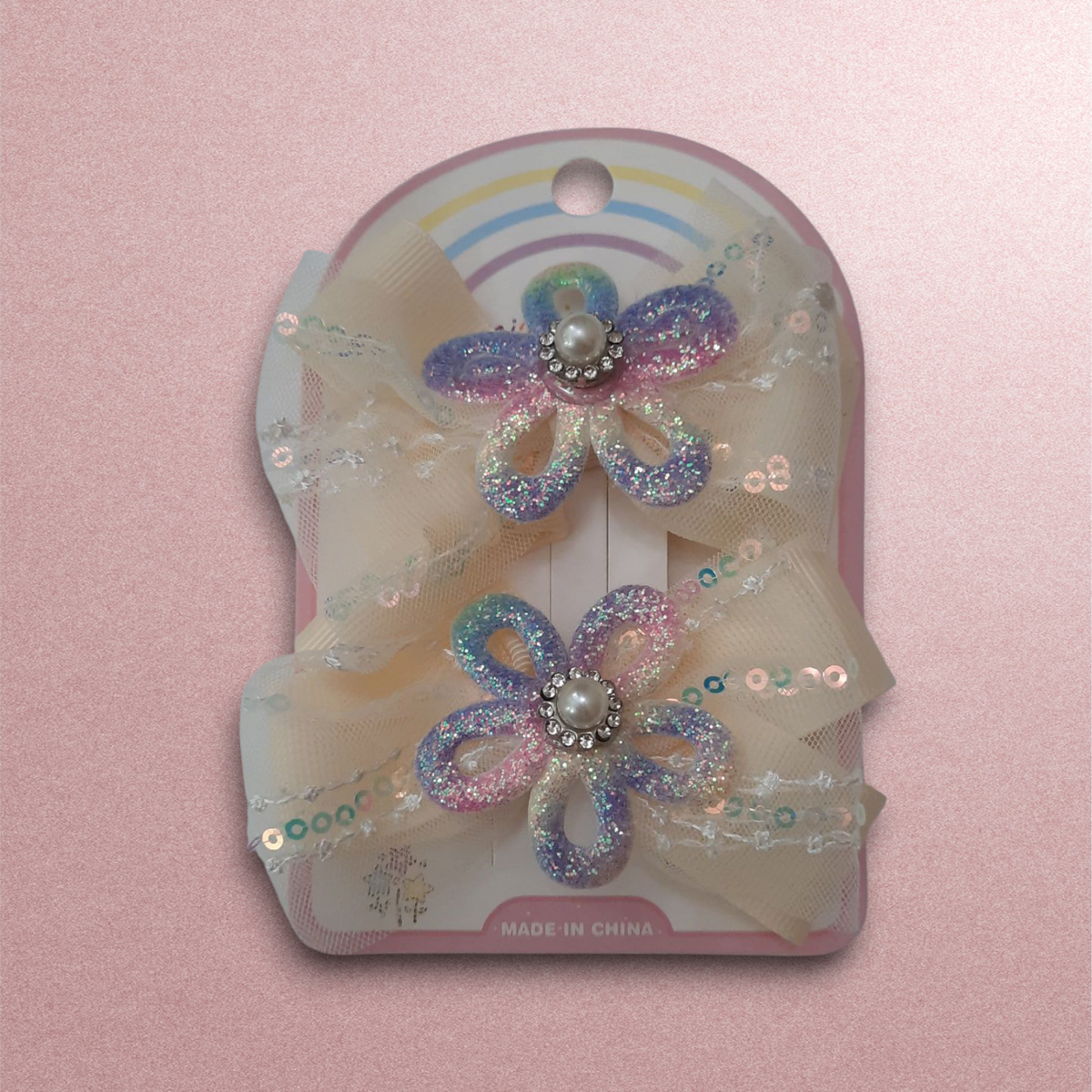 Beautiful Pair of Flower Bow Clip for Kids