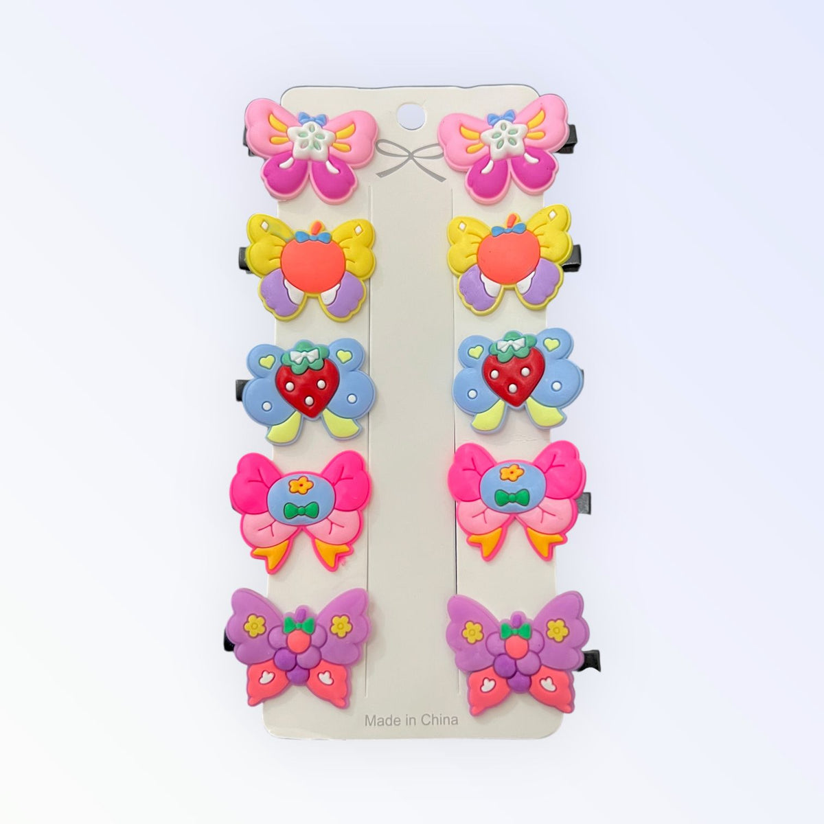 10 Pcs Cute Fruit & Bow Butterfly Hair Clips for Girls
