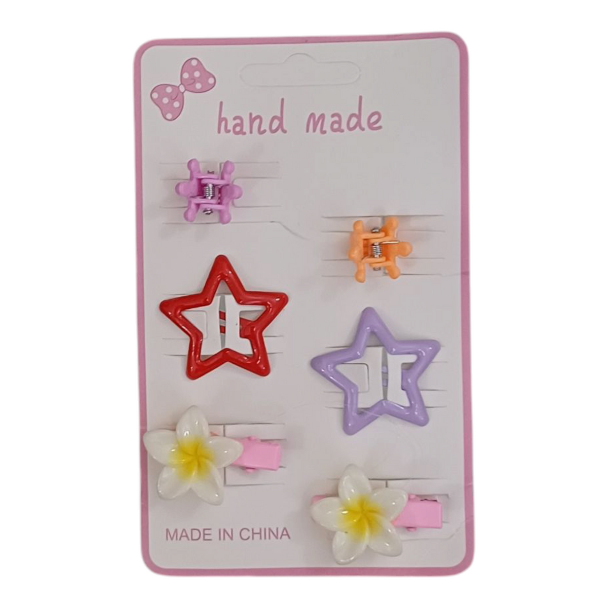 Pack of 6 Imported Star Tic Tac Flower Alligator Clips and Mini Claws