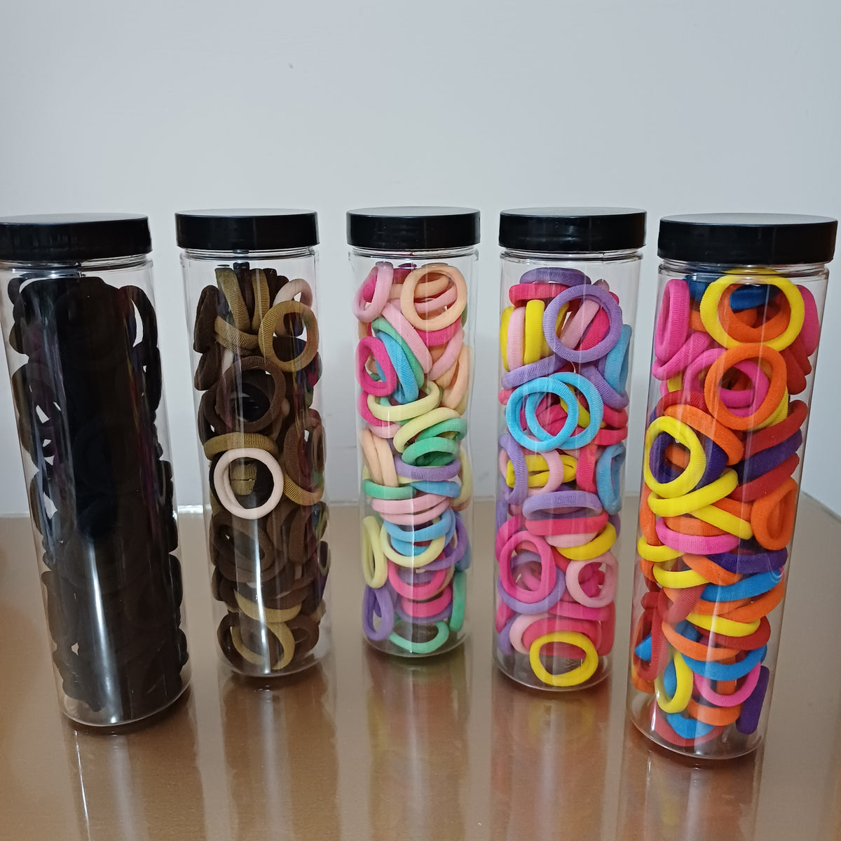 Premium Elastic Hair Bands in Jar – Colorful Hair Accessories for Girls & Women