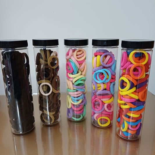 Premium Elastic Hair Bands in Jar – Colorful Hair Accessories for Girls & Women