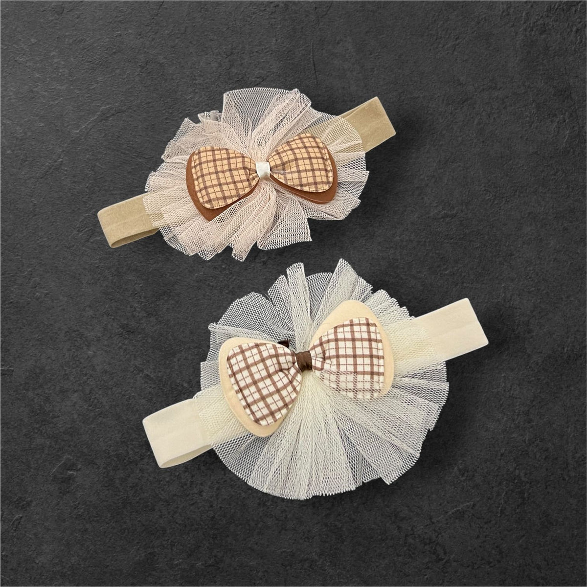 Baby Girl Elastic Headbands with Bow & Net Design