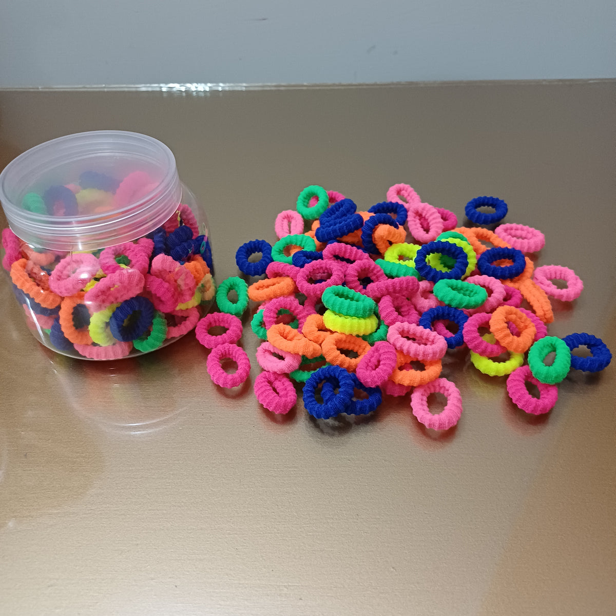 Spiral Elastic Hair Bands in Wide Jar