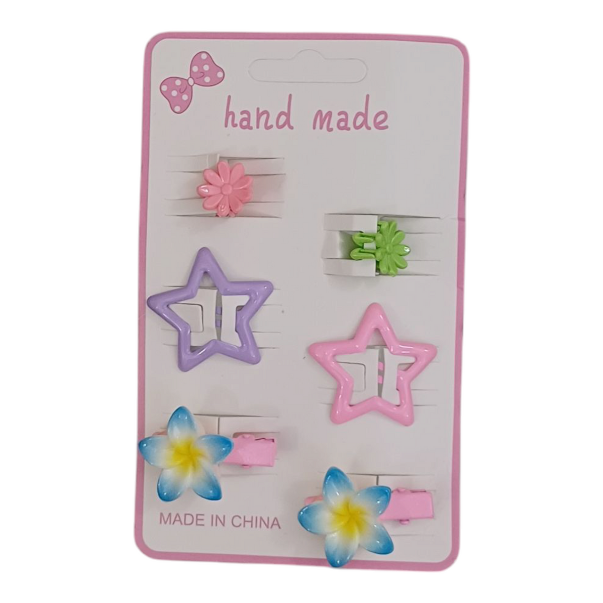 Pack of 6 Imported Star Tic Tac Flower Alligator Clips and Mini Claws