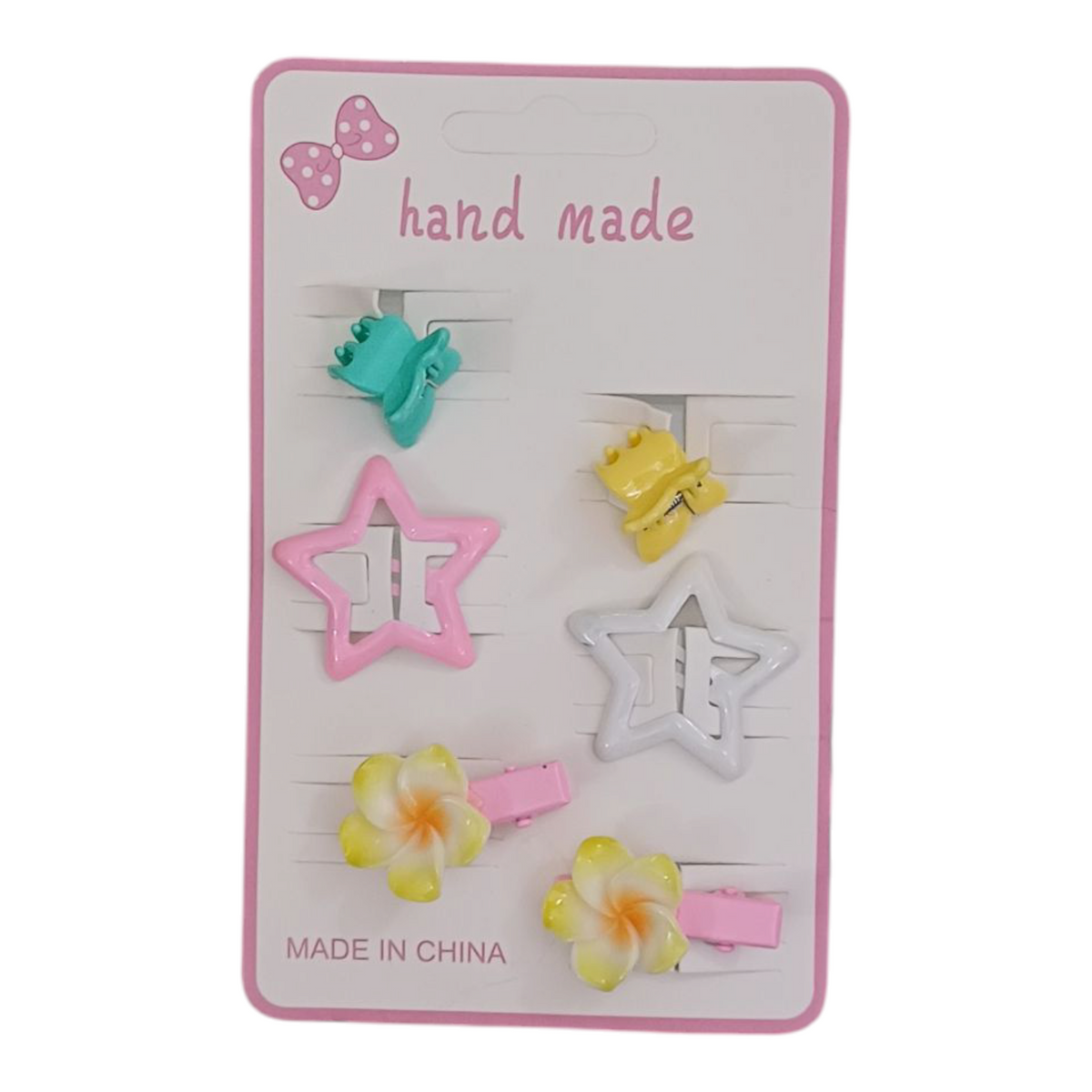 Pack of 6 Imported Star Tic Tac Flower Alligator Clips and Mini Claws