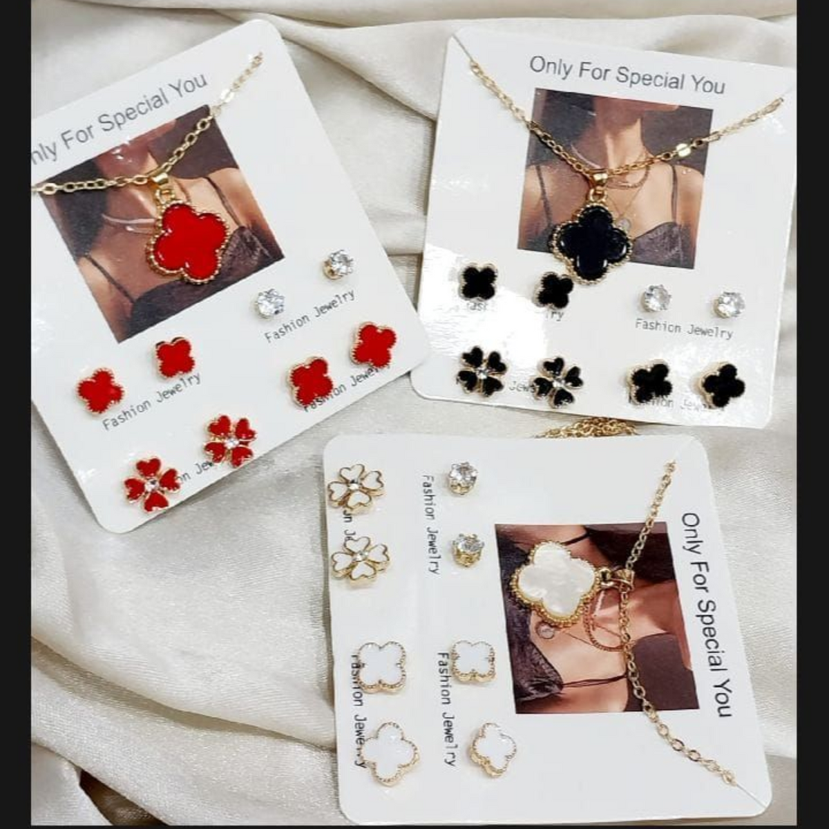 Elegant Clover Pendant & Earring Set