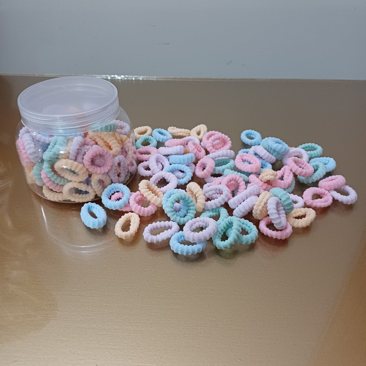 Spiral Elastic Hair Bands in Wide Jar