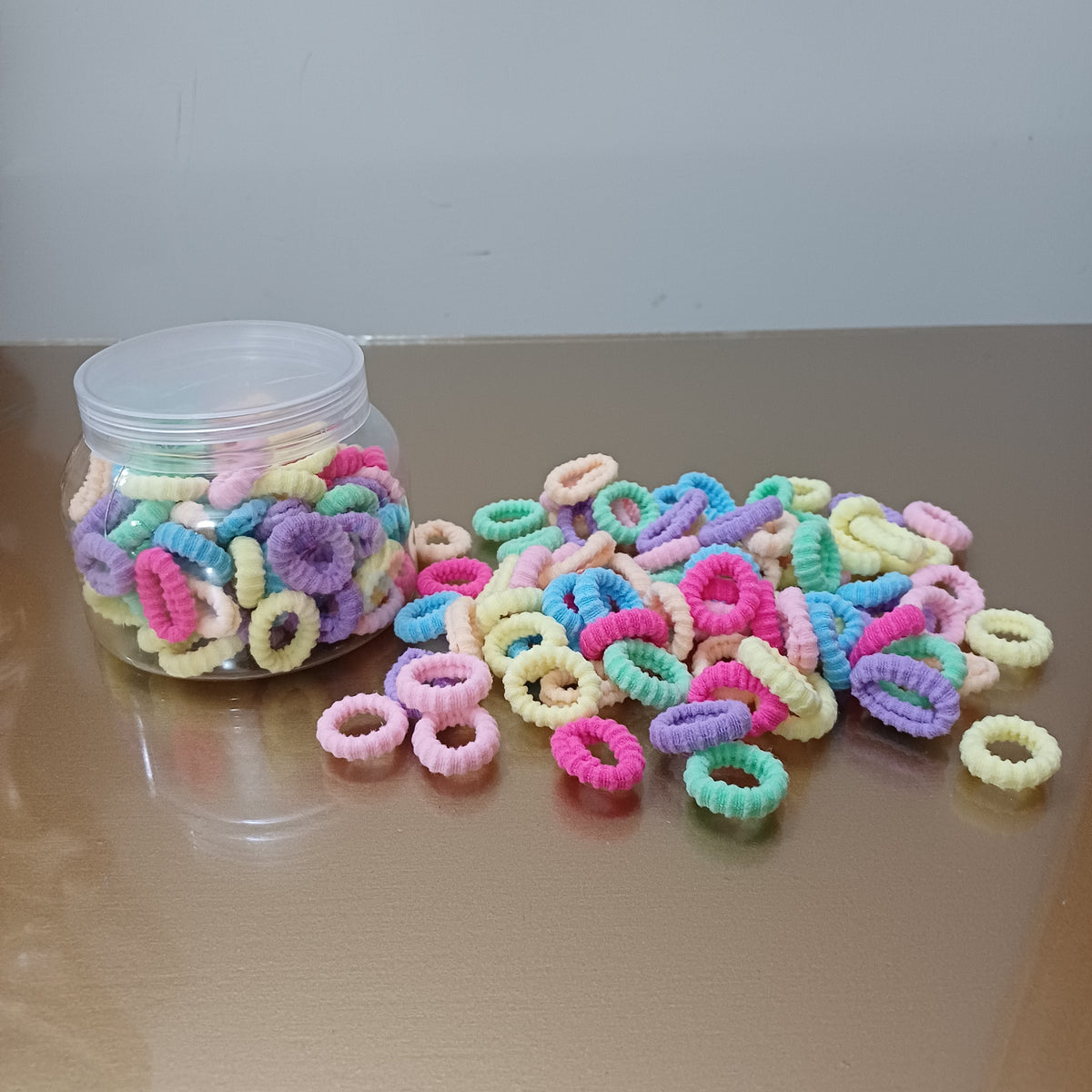 Spiral Elastic Hair Bands in Wide Jar
