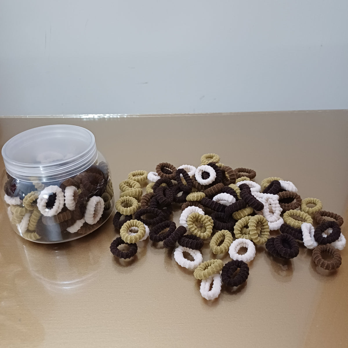 Spiral Elastic Hair Bands in Wide Jar