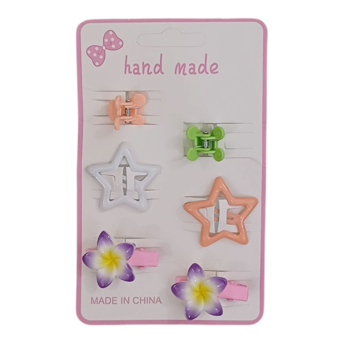 Pack of 6 Imported Star Tic Tac Flower Alligator Clips and Mini Claws