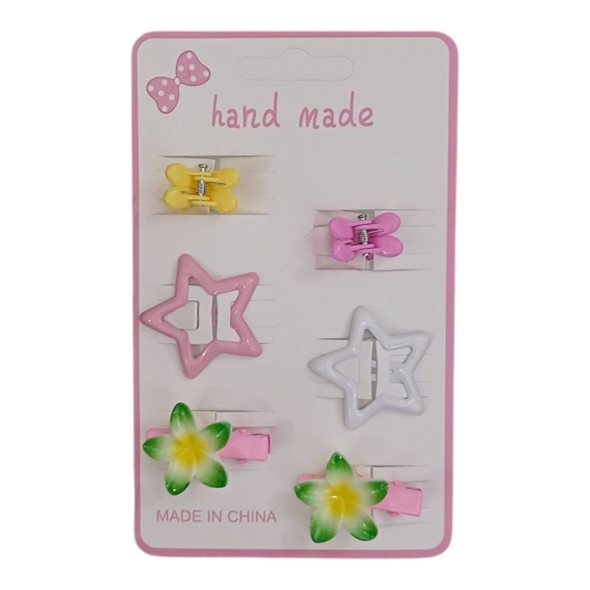 Pack of 6 Imported Star Tic Tac Flower Alligator Clips and Mini Claws