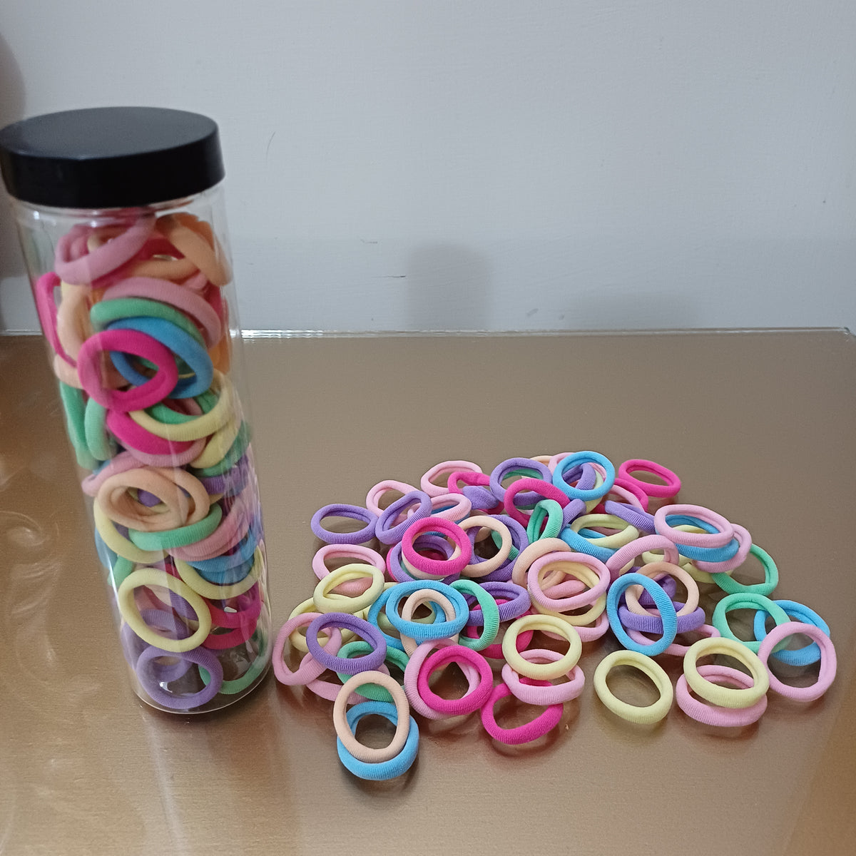 Premium Elastic Hair Bands in Jar – Colorful Hair Accessories for Girls & Women