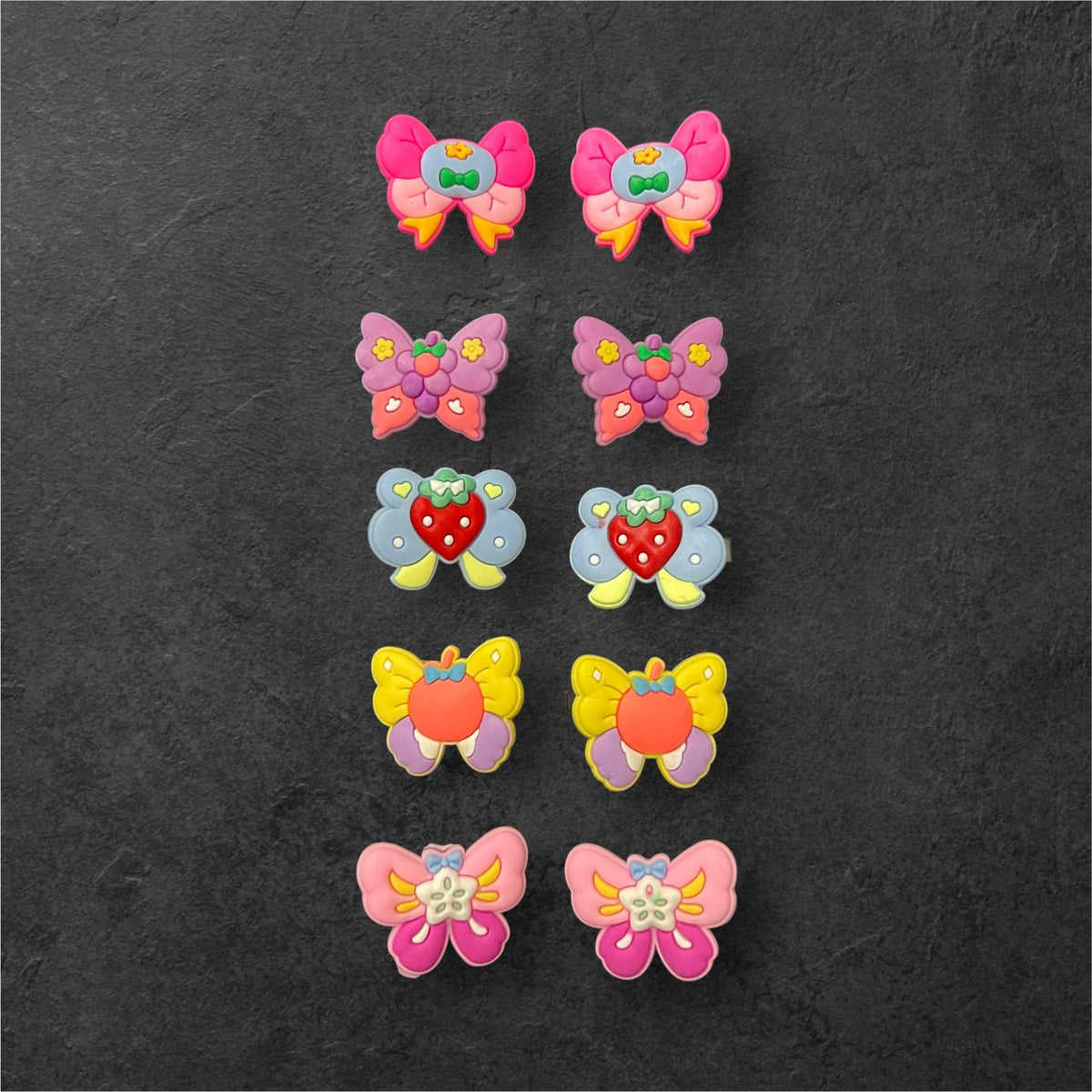 10 Pcs Cute Fruit & Bow Butterfly Hair Clips for Girls