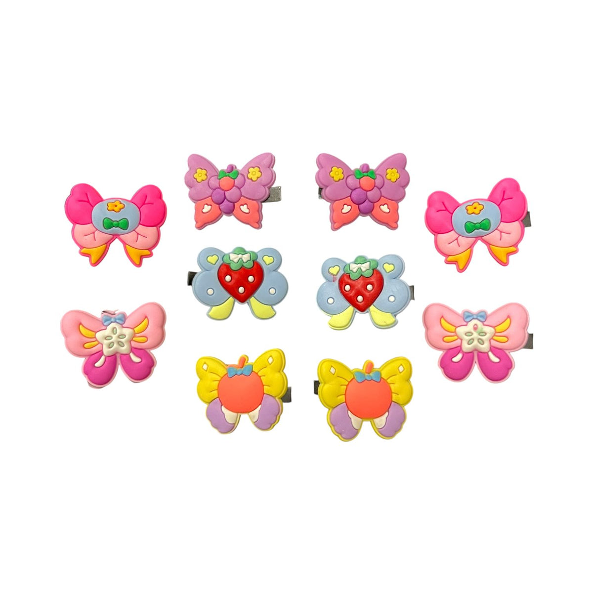 10 Pcs Cute Fruit & Bow Butterfly Hair Clips for Girls
